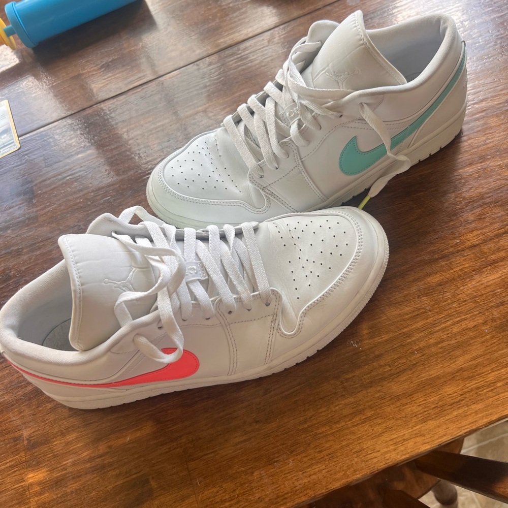 Nike White Sneakers with Coral and Mint Details